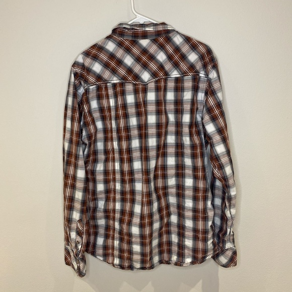 BKE BUCKLE Long Sleeve Plaid Pearl Snap Button Shirt XL Slim Fit - Picture 2 of 6